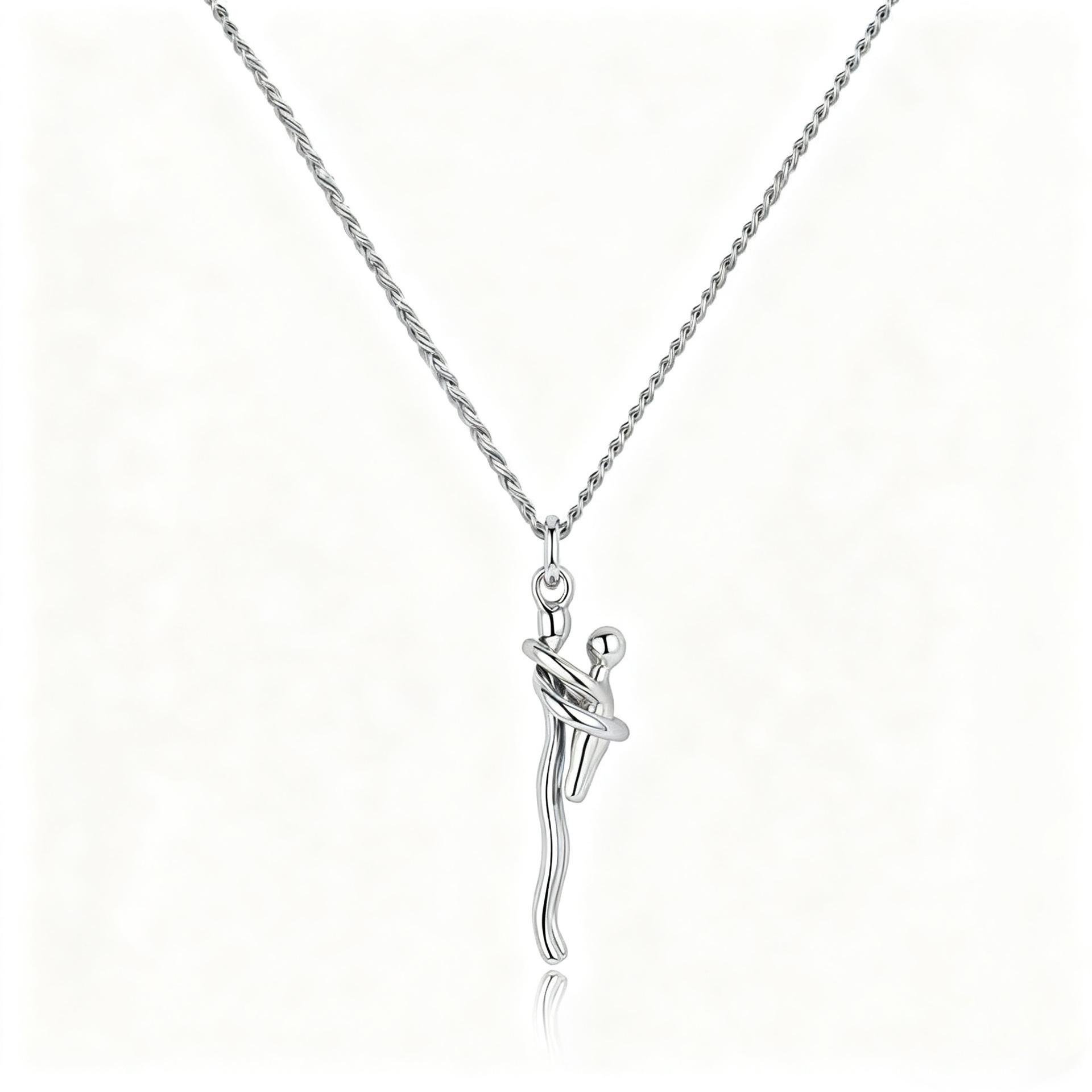 

Creative Personality Mother Child Embrace Pendant Necklace for Women Men Mother s Day Father s Day Commemorative Gifts Jewelry