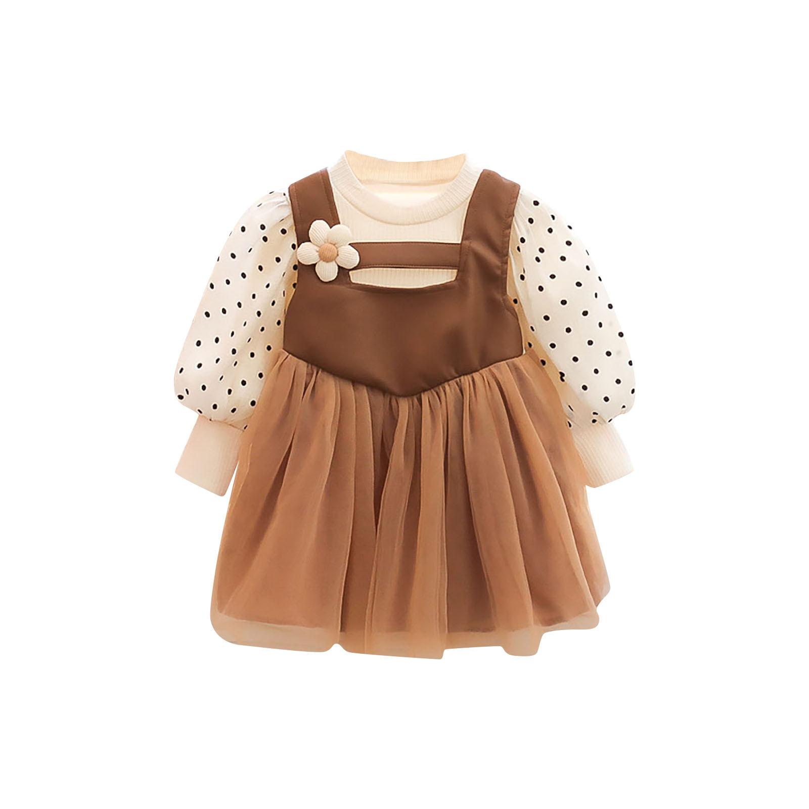 Toddler Kids Baby Girls Lace Patchwork Dress Suspender Dress Outfits Set