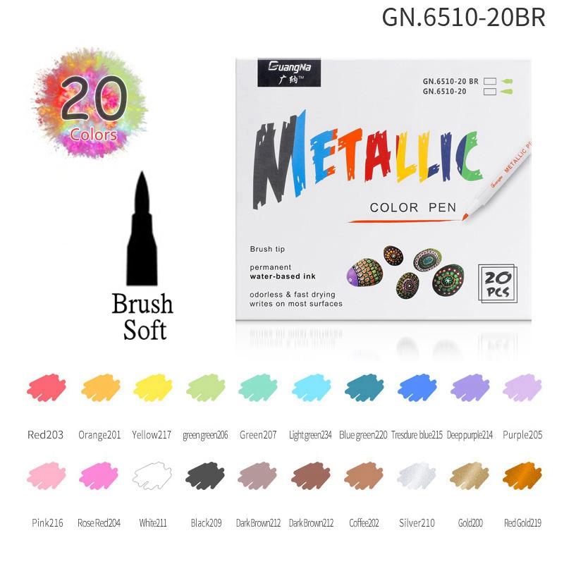 GuangNa 10/30 Colors Metallic Markers Fine Point Metallic Marker Calligraphy Brush Pens for Scrapbooking Crafts Art Rock Egg