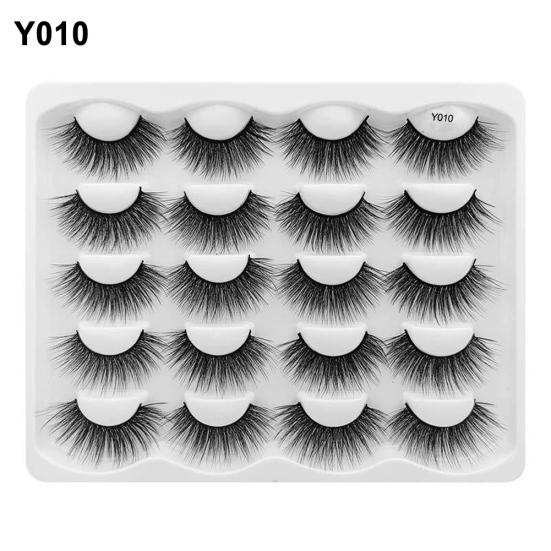 10Pairs 3D Long Faux Mink Fur Thick False Lash Eyelashes Extension Eye Makeup