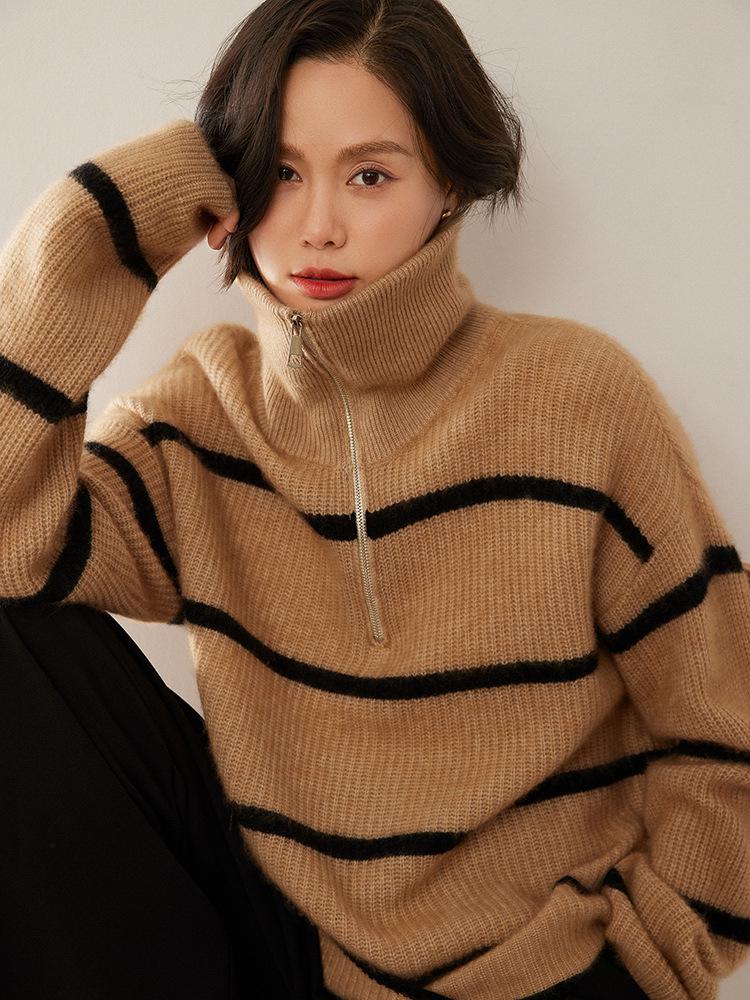 Women's Thickened Cashmere POLO Sweater - Light Luxury, Soft Knit, Loose Fit for Autumn/Winter