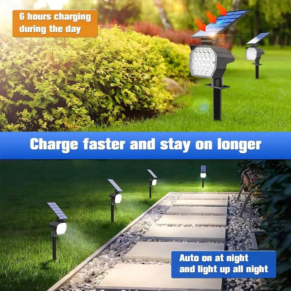 6PCS 23 LED Solar Lights Outdoor IP65 Waterproof Garden Lamp 3 Lighting Modes 2-in-1 for Yard Lawn Walkway Garage Landscape Spotlight
