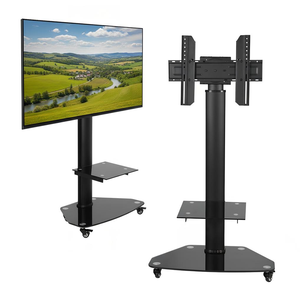 Heavy-Duty Rolling TV Stand for 37-70" Screens Supports 88 lbs, Stable Mobile TV Cart with Shelf Rolling TV Stand on Wheels