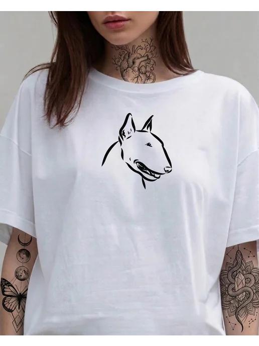 Bull Terrier dog breed print T-shirt for summer 3XL