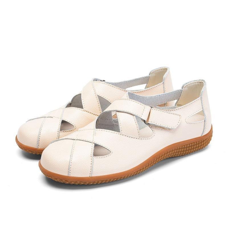 Summer Women's Hollow-out Velcro Plus Size Closed-toe Sandals