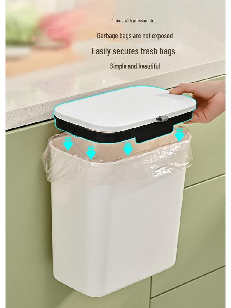 Large Capacity Wall-Mounted Trash Can with Lid for Kitchen, Office, and Bathroom