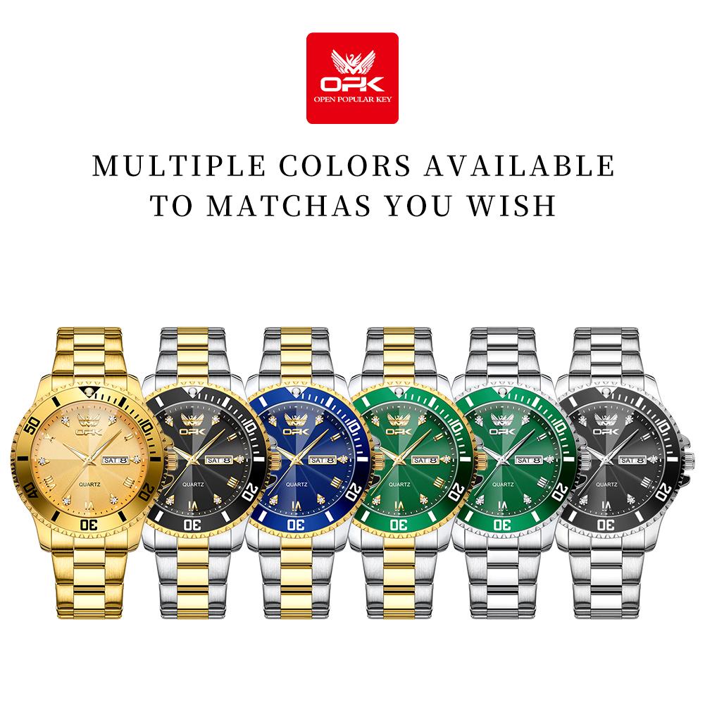 OPK 8171 Man Quartz Watch Original Luminous Waterproof 42mm Dial Week Calendar Fashion Business Men Watches