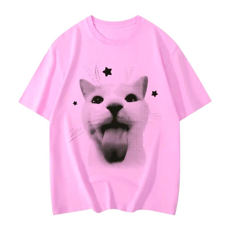 Funny Cat Meme Graphic T Shirts Men Women Clothing Y2k T-shirts Fashion Trend Vintage Short Sleeve T-shirt