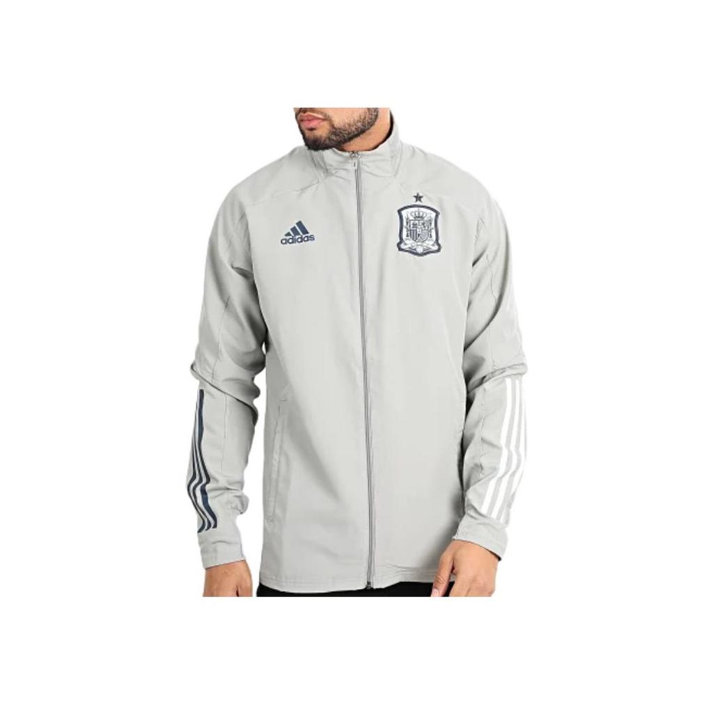 Adidas Spain National Team Soft Moisture-Wicking Striped High-Collar Jacket Men Jacket Gray FI6273