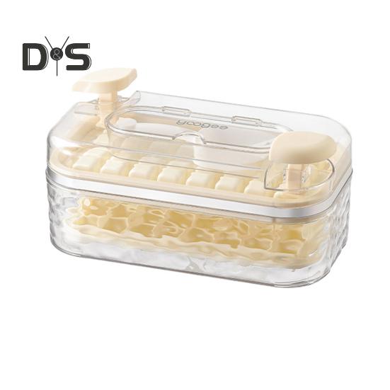 

Лоток для льда с крышкой и контейнером для предотвращения запахов 32 решетки Лотки для кубиков льда Легкосъемный льдогенератор нажимного типа для морозильной камеры Виски Коктейль Кофе Чай Dual Layer молочный белый