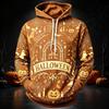 Men's Casual Long Sleeve Hoodie with Halloween Print for Everyday Wear