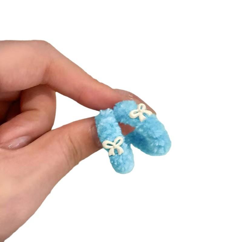 Plush Bow Earrings For Women'S Unique Square And Round Face, Small Earrings, Ear Buckles, Fashionable And Sweet Personalized Earrings.