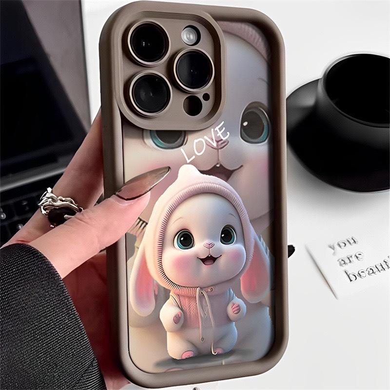 

Cute Rabbit Anti-Fall Phone Case for iPhone 12-16 Pro Max, includes iPhone 13, 14 Plus, and 15 models. iPhone 12 Mini