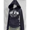 TrendHub American Streetwear Hoodies Pockets Letter Embroidery Harajuku Vintage Sweatshirts Coat Y2k Punk Gothic Tops Slim Women Clothing