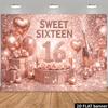 2D Planar Dreamy 16th Birthday Theme Background Fabric Party Backdrop Festival Decoration Polyester Material