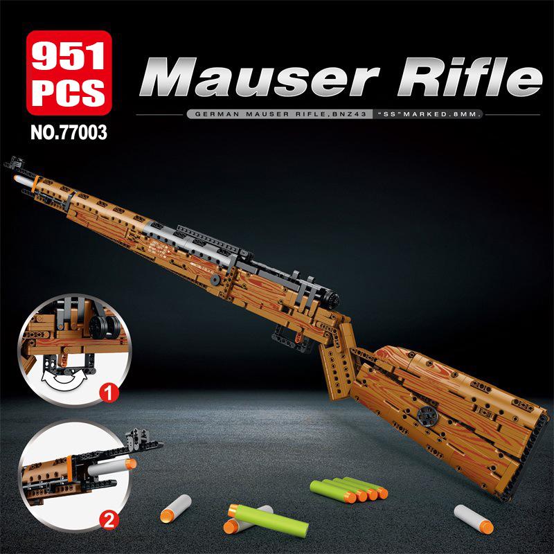 New Heavy Sniper Rifle Kar98K Building Block Model Ww2 Weapons Series Assemble Bricks Kids Educational Toys Holiday Gifts