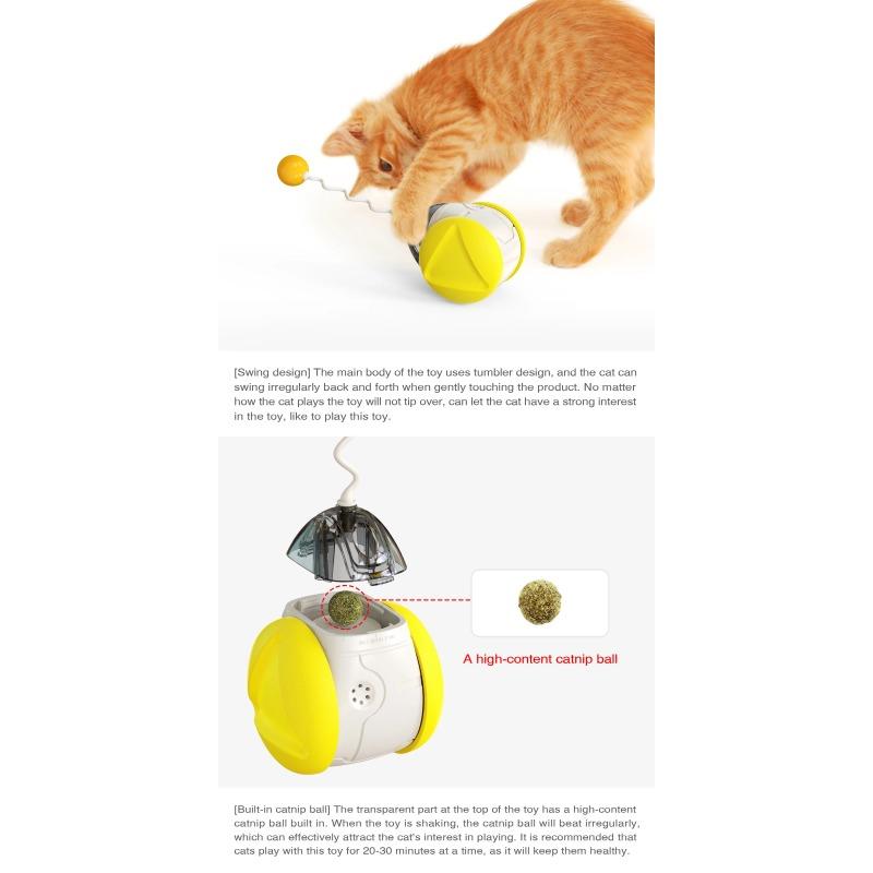 1 Pc Electric Sound Tumbler Balance Car Catnip Cat Toy Teasing Stick Yellow