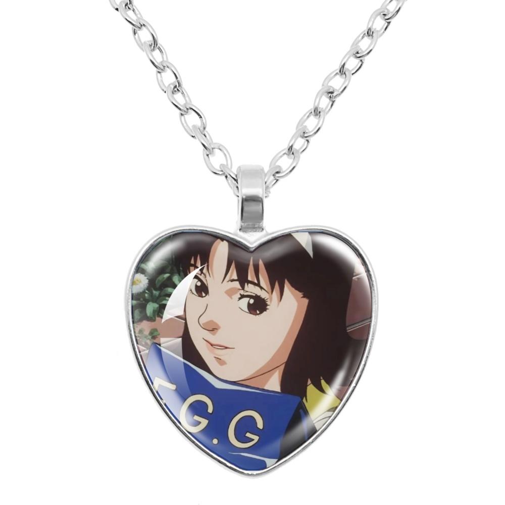 Perfect Blue Anime Movie Cartoon Glass Heart-Shape Pendant Necklace Cass Heart Shape Pendant Necklace Jewelry Charm Collect Gift