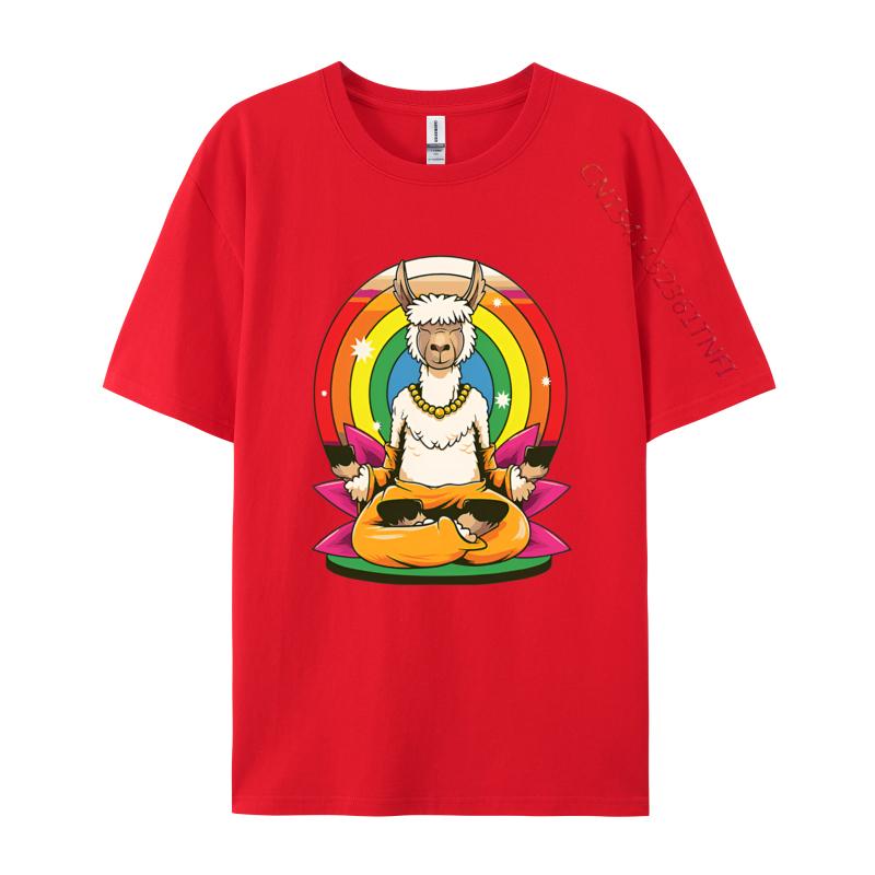 Llama Yoga Llamaste Animal Yogi Pose Tshirts Retro Style Tshirt Premium Cotton Design New Tops Tees Discount Tops  Tees