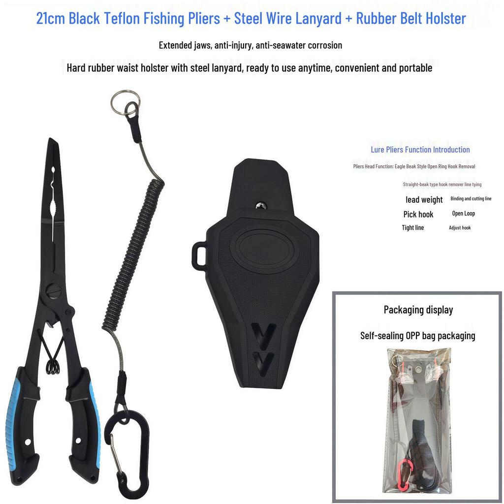 Black Teflon Eagle Beak Fishing Pliers: Multi-functional Hook, Line Cutter & Fish Control Tool