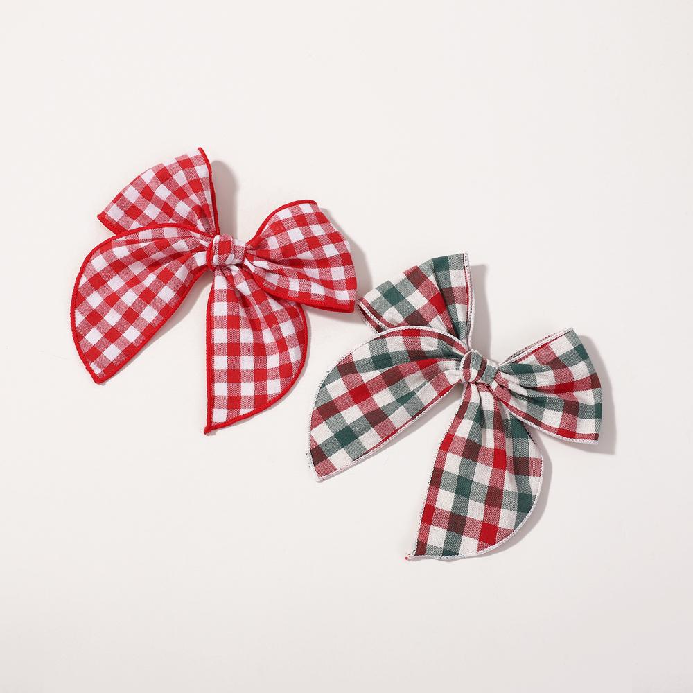 2pcs Christmas Bows Hair Clips for Baby Girls 5.7 Inch Cheer Bowknot Hairpin Classic Plaid Handmade Kids Hair Accessories
