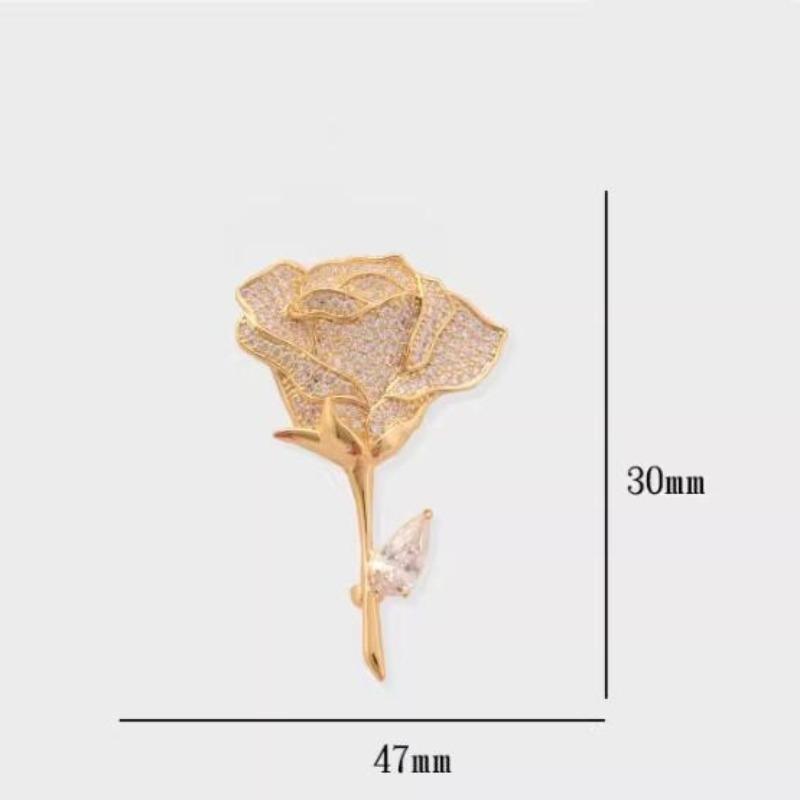 1 Broche Delicado de Rosa para Mulheres Homens Broches Fofos de Flor Planta Incrustados Zircônia Joias Acessórios da Moda Presentes de Festa