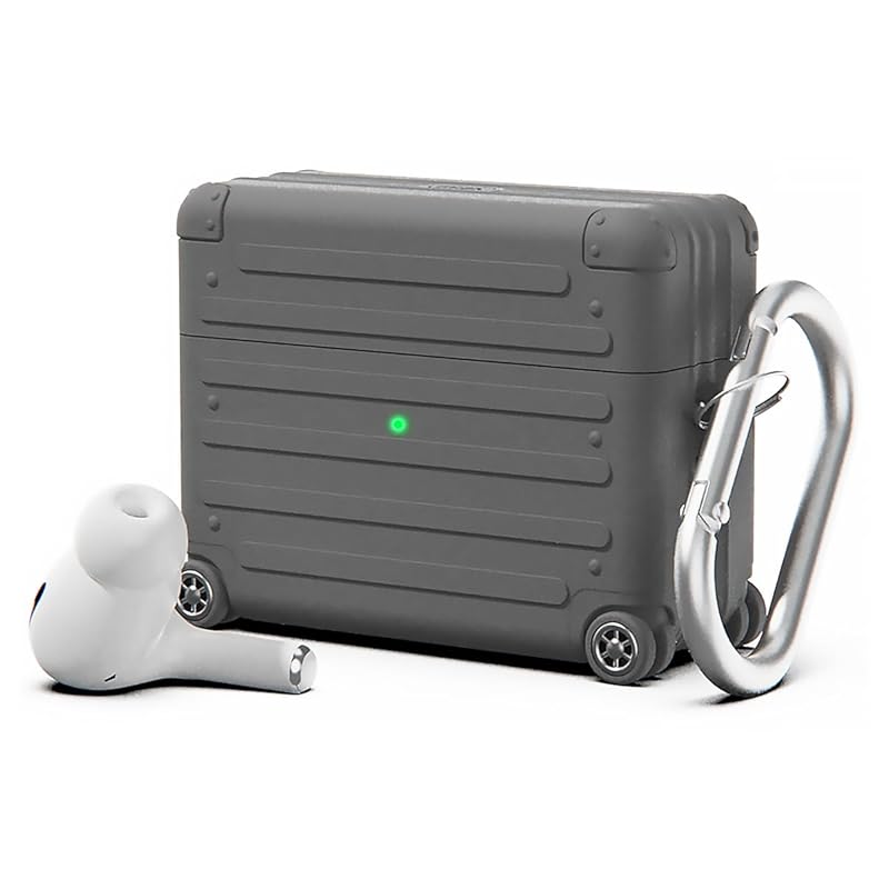 

miak AirPods Pro 2nd generation/1st generation case silicone carrying case [ Shockproof silicon With carabiner wireless charging ] air pots 2 dark