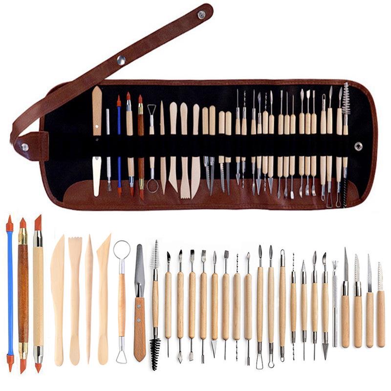 

30-Piece Pottery & Sculpture Tool Set: Clay Carving Knives, Silicone Pens, DIY Stone Clay Tools 30-piece set + cloth curtain