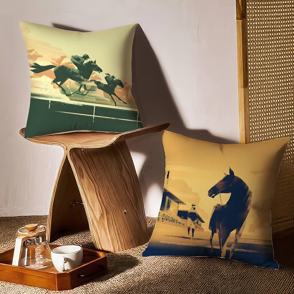 Competition Promotion Horse Racing Pillow Case Printing Pillowcase Living Room Sofa Cushion Cover Bedroom Room Decor