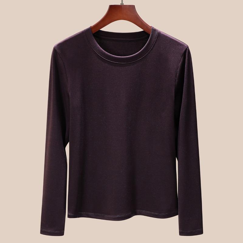 

Tencel round neck women s long-sleeved pendant feeling breathable slim fit inside and outside bottoming shirt top M