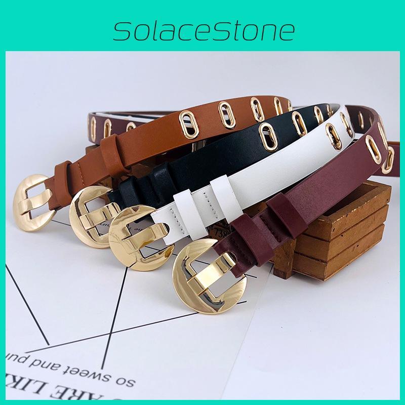 Fashion Womens Pu Leather Belt With Hollow Cutouts And Metal Pin Buckle For Casual And Work Looks