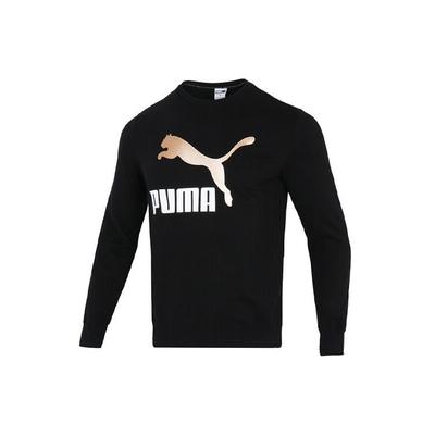 Metallic Gold Logo Pullover Hoodie Herren Tops Schwarz 535278-01