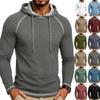 Men's Long Sleeve Hoodie Pullover Lightweight Athletic Sweatshirt with Drawstring Hood and Raglan Sleeves for Outdoor Sports and Casual Wear