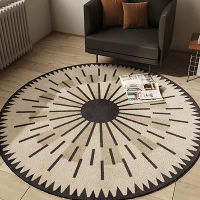 Geometrischer runder Teppich mit radialem Linienmuster, moderne minimalistische Wohndekoration, Teppich für Wohnzimmer, Schlafzimmer, Küche, Eingangsbereich, Terrasse