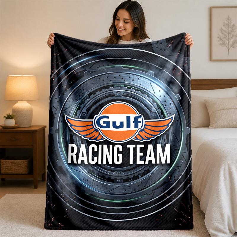 Gulf Print Flannel Blanket Cozy Lightweight Plush Throw Blanket For Bed Sofa Household Use