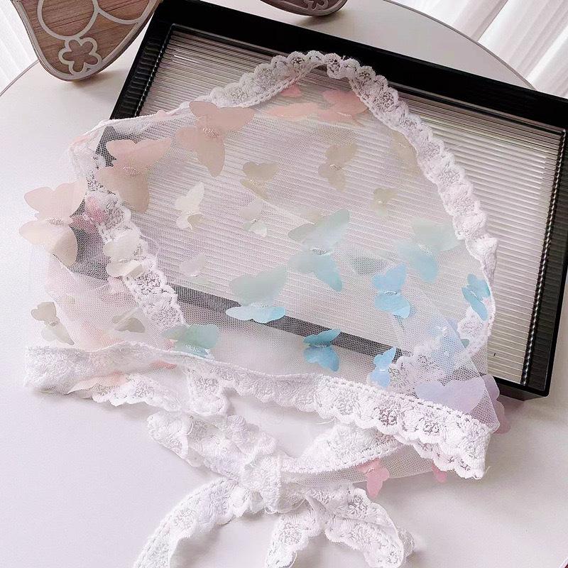 Retro Girly French Lace Triangle Scarf: Versatile Summer Headscarf & Photo Prop