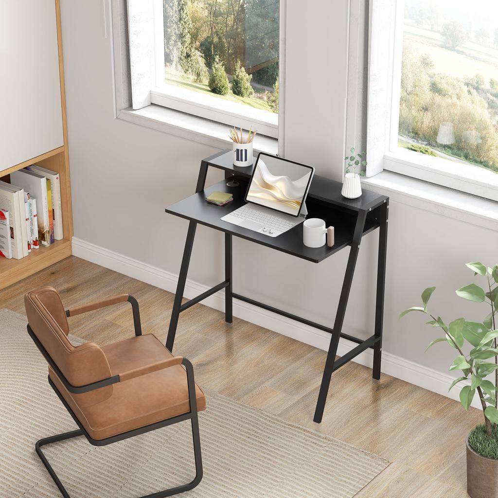 Writing Desk Computer Table Home Office PC Laptop Workstation Storage Shelf 84L x 45W cm Black