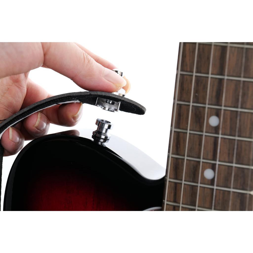 Musiclily Guitar Strap Locks, Security Strap Locks for Electric Guitars, Acoustic Guitars, and Basses, Chrome (Pack of 2)