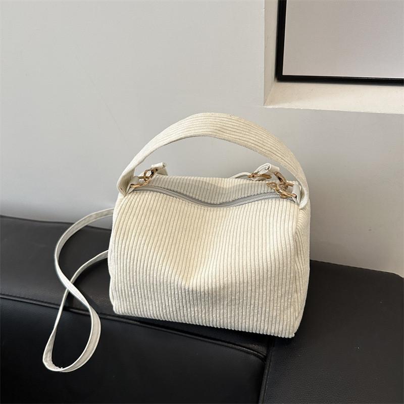 Fashionable Chic Simple Striped Corduroy Shoulder Crossbody Bag For Women
