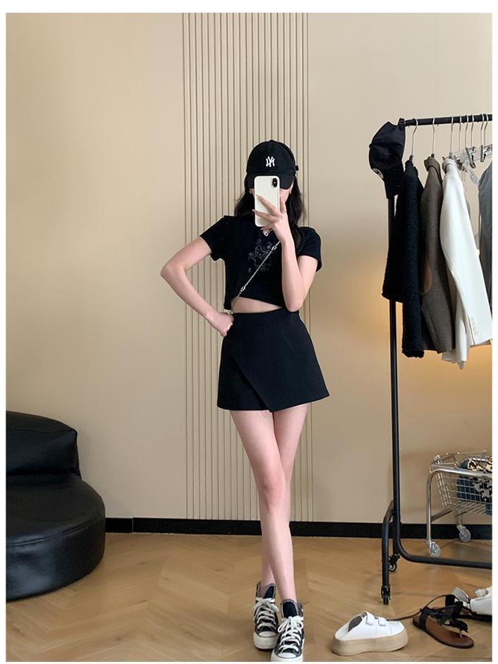 2025 Summer High-Waist Slimming A-Line Skirt Shorts for Women - Casual Petite Hip-Wrapping Style