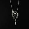 Edgy Necklace Black Rope Chain Gothic Heart Charm Pendant Neckwear Punk Jewelry Gift for Her