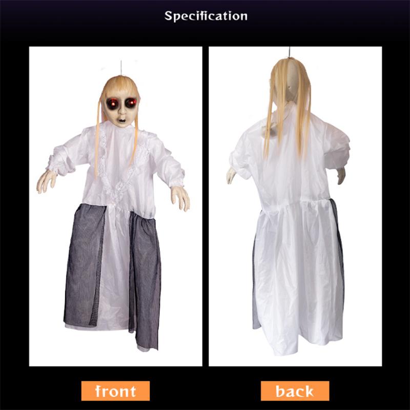 7 Styles Scary Halloween Decor Hanging Female Ghost Electric Voice Activated Pendant Horror Props for Haunted House Party