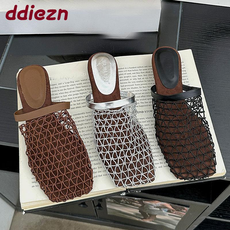 Fashion Ladies Wedges Slippers Sandals Shoes With Low Heel Fashion Mesh Female Wedges Summer Beach Slides Slippers Shoes For Women Mules