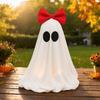 yangyizhi LED Ghost Decoration, Halloween Pink Bow Tabletop Ornament, Soft Fabric Haunted House Decor with Warm Glow for Home