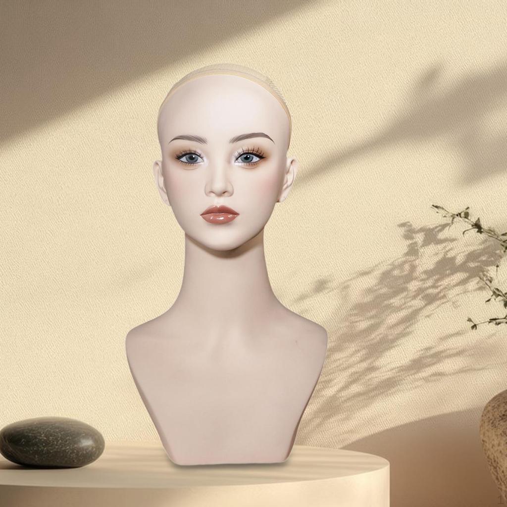 Female Manikin Head Display Stand Hat Rack Holder for Hairpieces Necklace