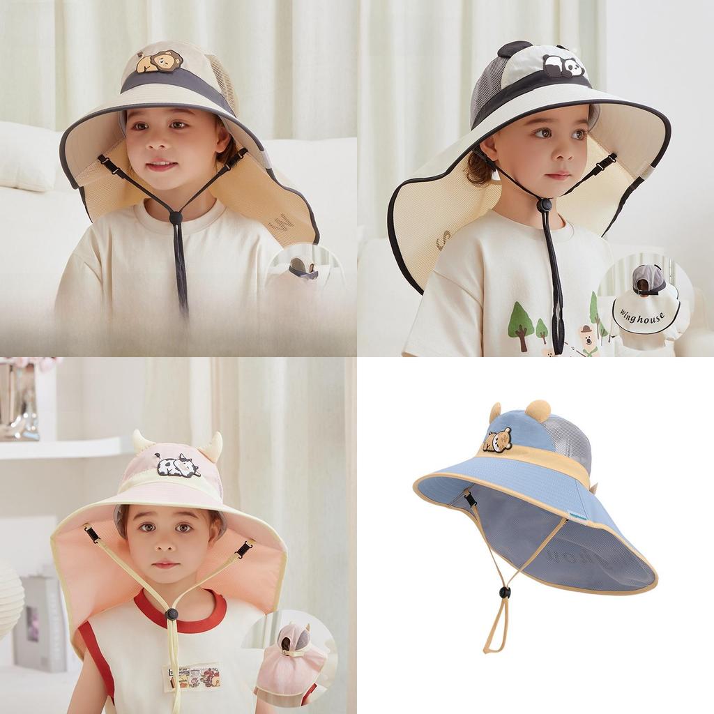 Cartoon Kinder Sonnenhut mit breiter Krempe für Sommer Outdoor Schutz und Atmungsaktivität