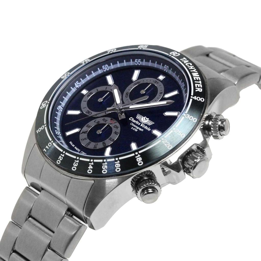 Uhr Radio Solar Chronograph Marke Blau [Charles Hogel] Herren CV9095-5