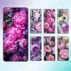 Pink Purple Peony Elegant Phone Case For Samsung S25,S24,S23,S22,S21,S20,S10,Ultra,Plus,Lite,FE,Soft Silicone Black Cover