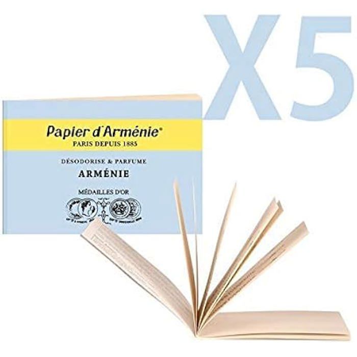 Natural Deodorizer - PAPIER D'ARMENIE - Set of 5 Triple Booklets - 36 Strips - Home Fragrance - ORIGINAL