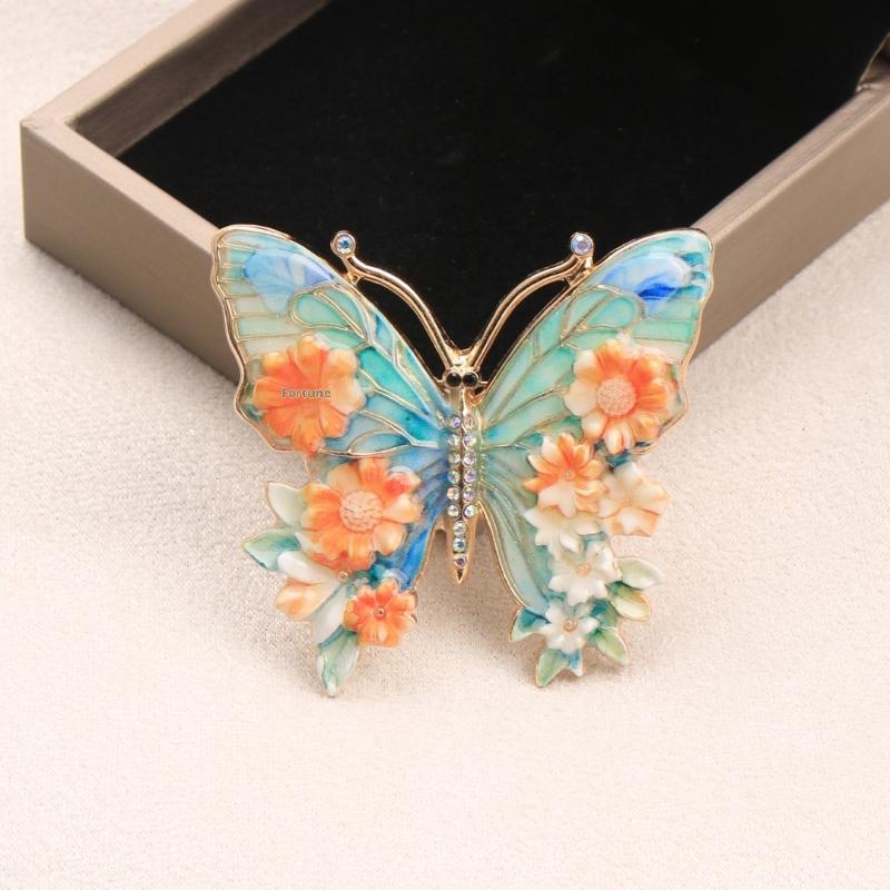 1Pcs Colorful Beautiful Insects Brooch Vintage Big Flower Butterfly Brooches For Women'S Clothes Pins Gifts